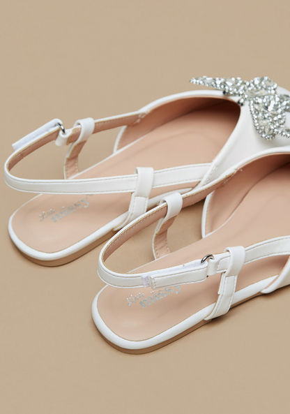 Little Missy Embellished Slingback Ballerina Shoes with Hook and Loop Closure