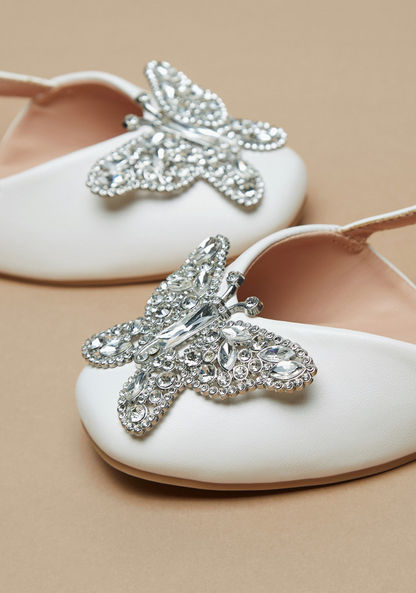 Little Missy Embellished Slingback Ballerina Shoes with Hook and Loop Closure-Girl%27s Ballerinas-image-3