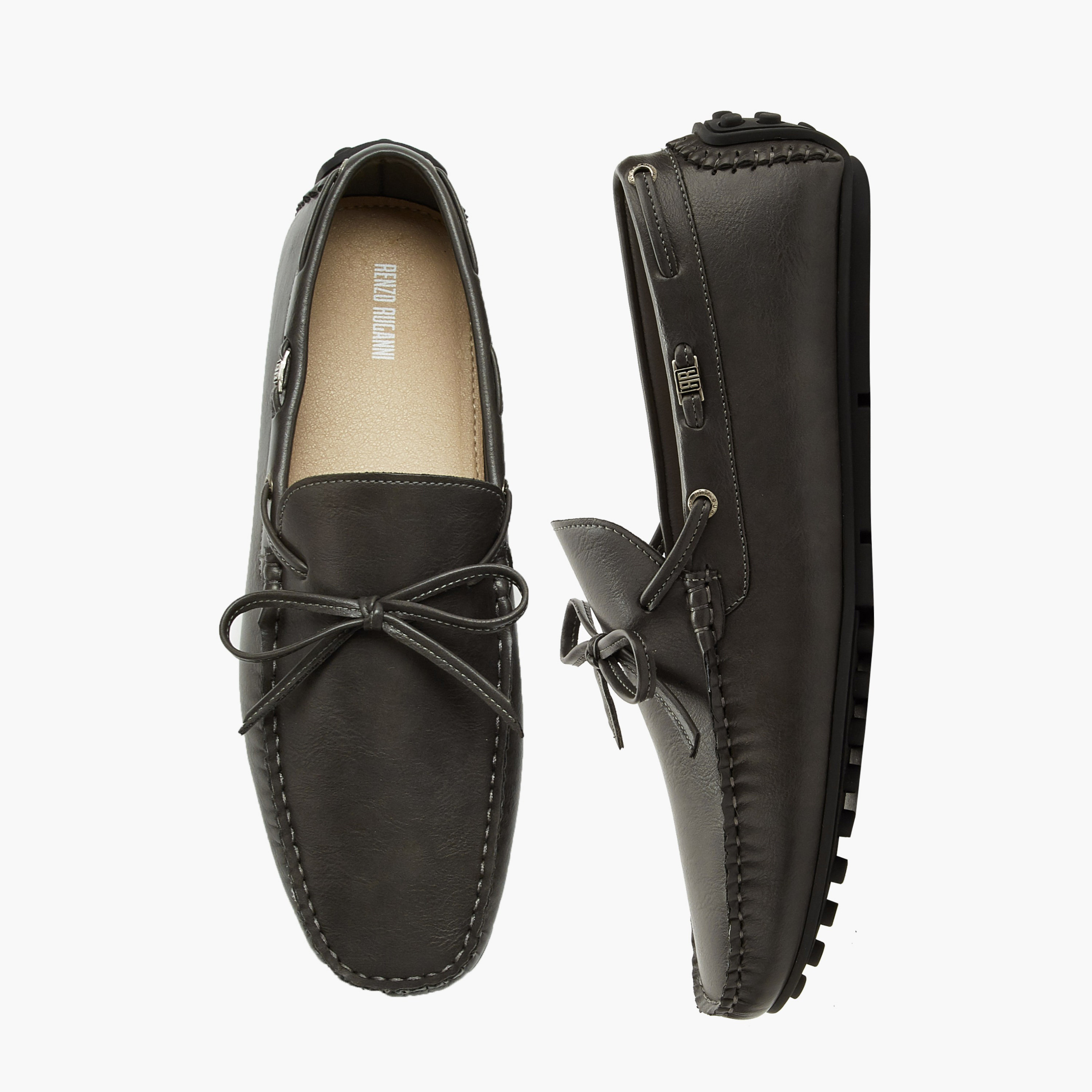 Renzo Ruganni Men Bow Trim Slip-On Moccasins-men-shoes-loafersandmoccasins-image-1