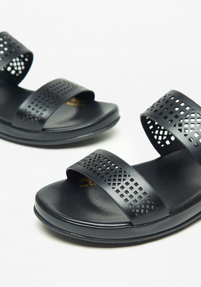 Le Confort Slip-on Cutwork Detail Slide Sandals with Dual Strap-Women%27s Flat Sandals-image-3