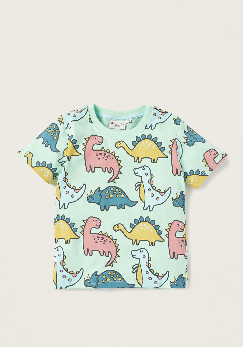 Juniors Dinosaur Print T-shirt with Applique Detail - Set of 3-T Shirts-image-1