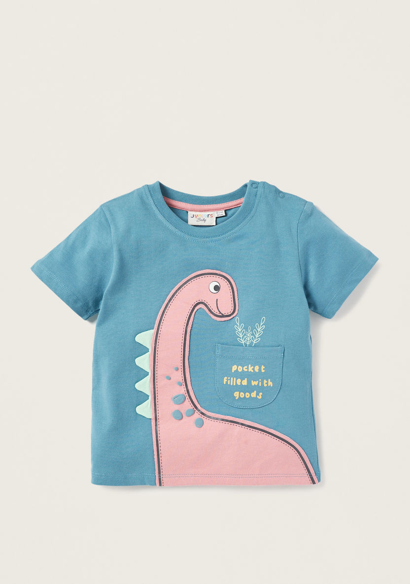 Juniors Dinosaur Print T-shirt with Applique Detail - Set of 3-T Shirts-image-1
