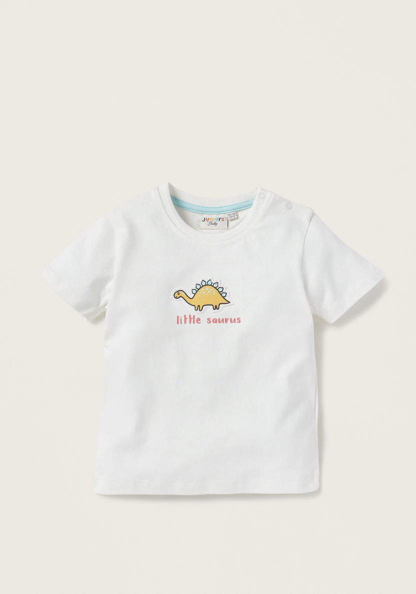Juniors Dinosaur Print T-shirt with Applique Detail - Set of 3-T Shirts-image-2