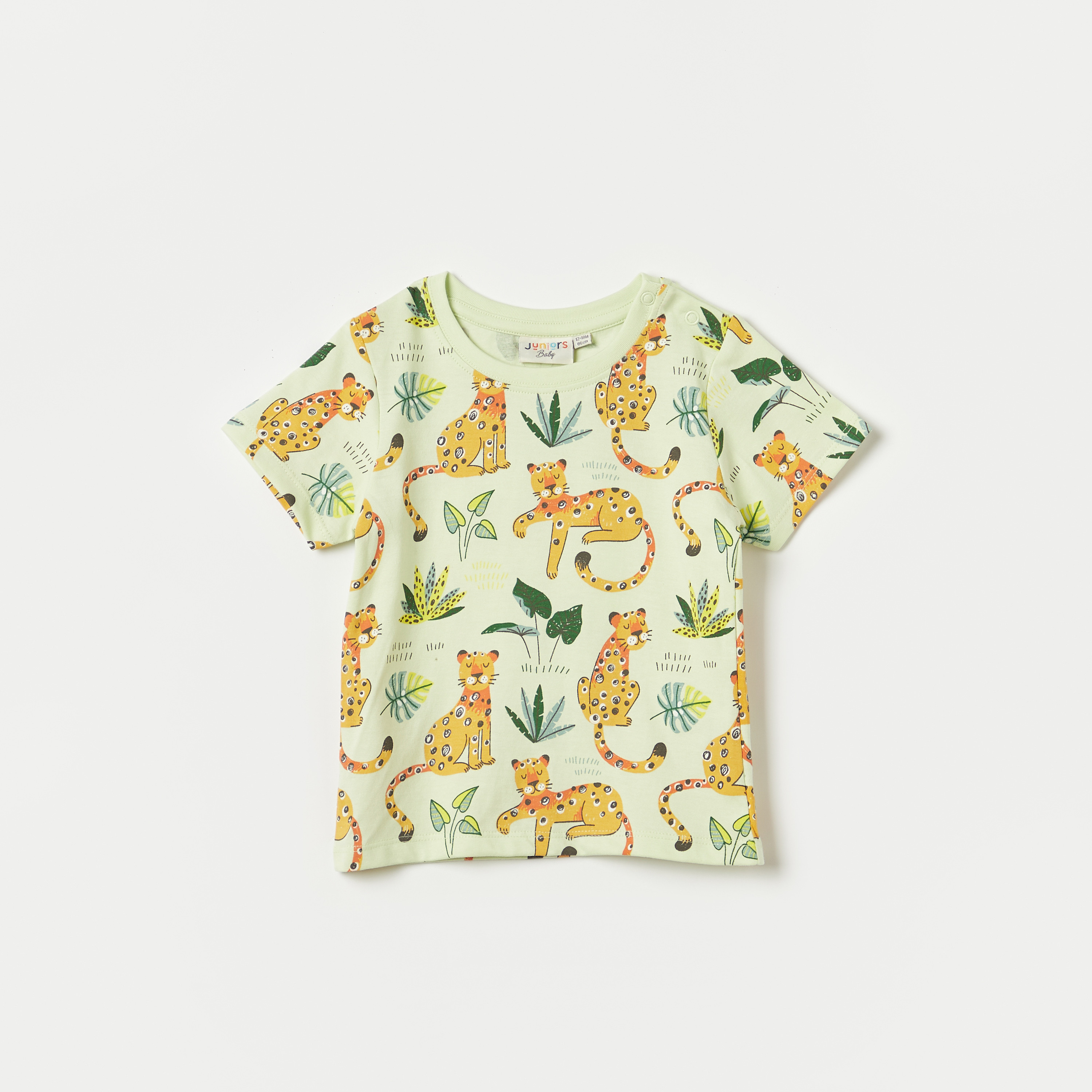 Juniors Leopard Print Crew Neck T-shirt with Short Sleeves-baby-boys-clothing-tshirtsandpolos-image-1
