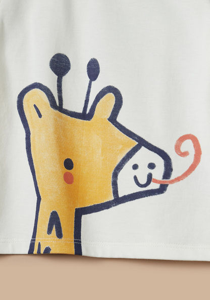 Juniors Giraffe Print Crew Neck T-shirt with Short Sleeves-T Shirts-image-2
