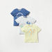 Juniors Printed Crew Neck T-shirt with Applique Detail - Set of 3-T Shirts-thumbnailMobile-0