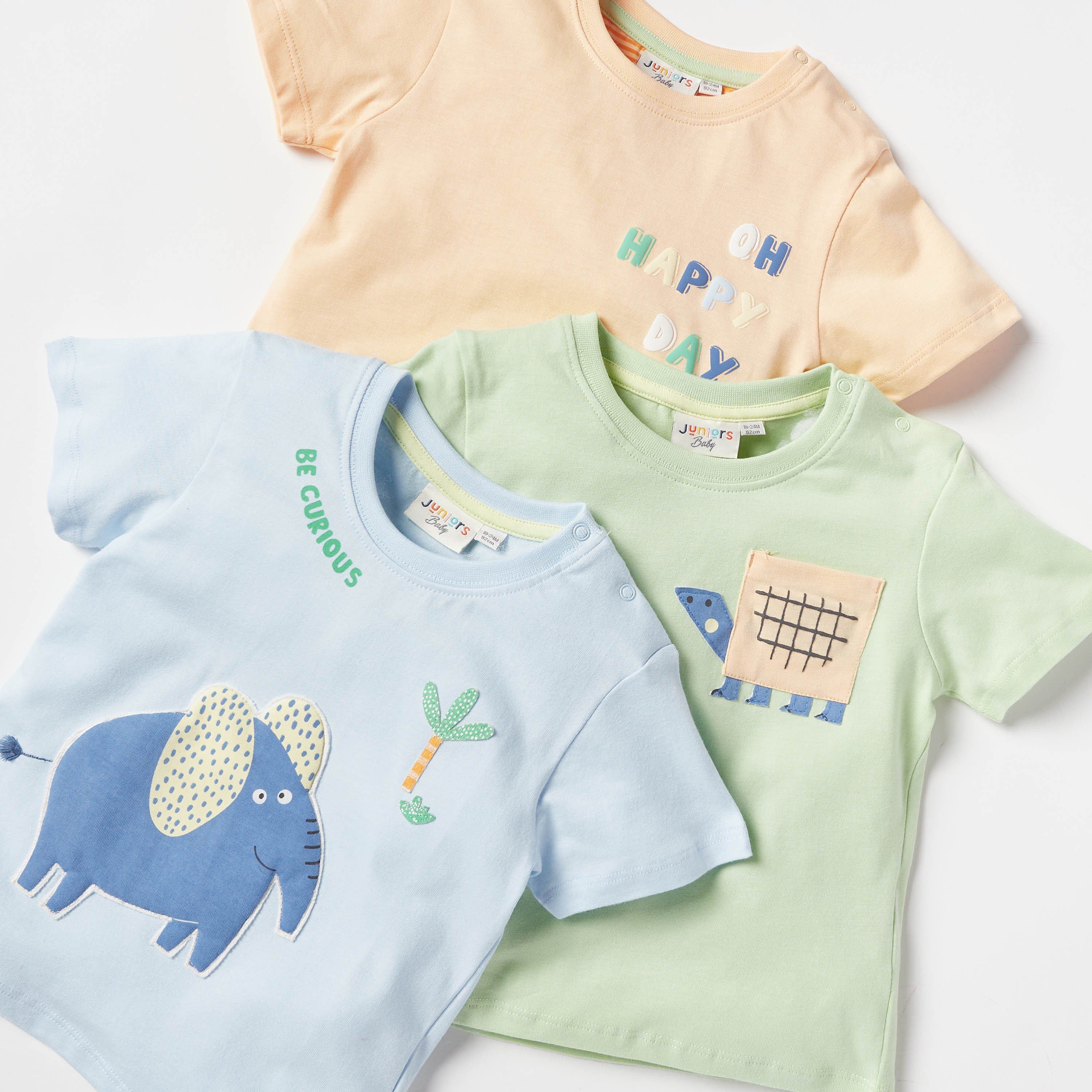 Juniors Printed Crew Neck T-shirt with Short Sleeves - Set of 3-baby-boys-clothing-tshirtsandpolos-image-4