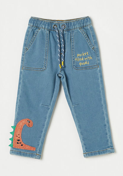 Juniors Applique Detail Jeans with Drawstring Closure-Jeans-image-0