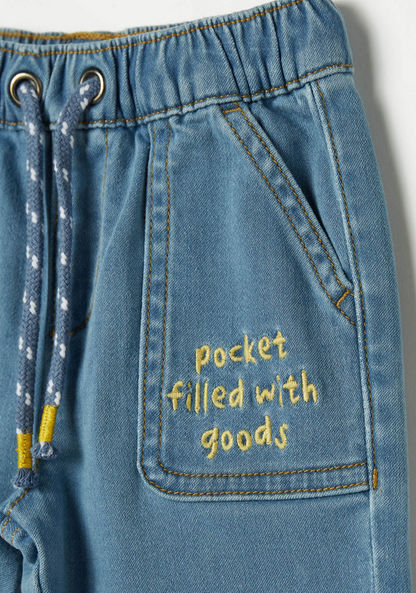 Juniors Applique Detail Jeans with Drawstring Closure-Jeans-image-1