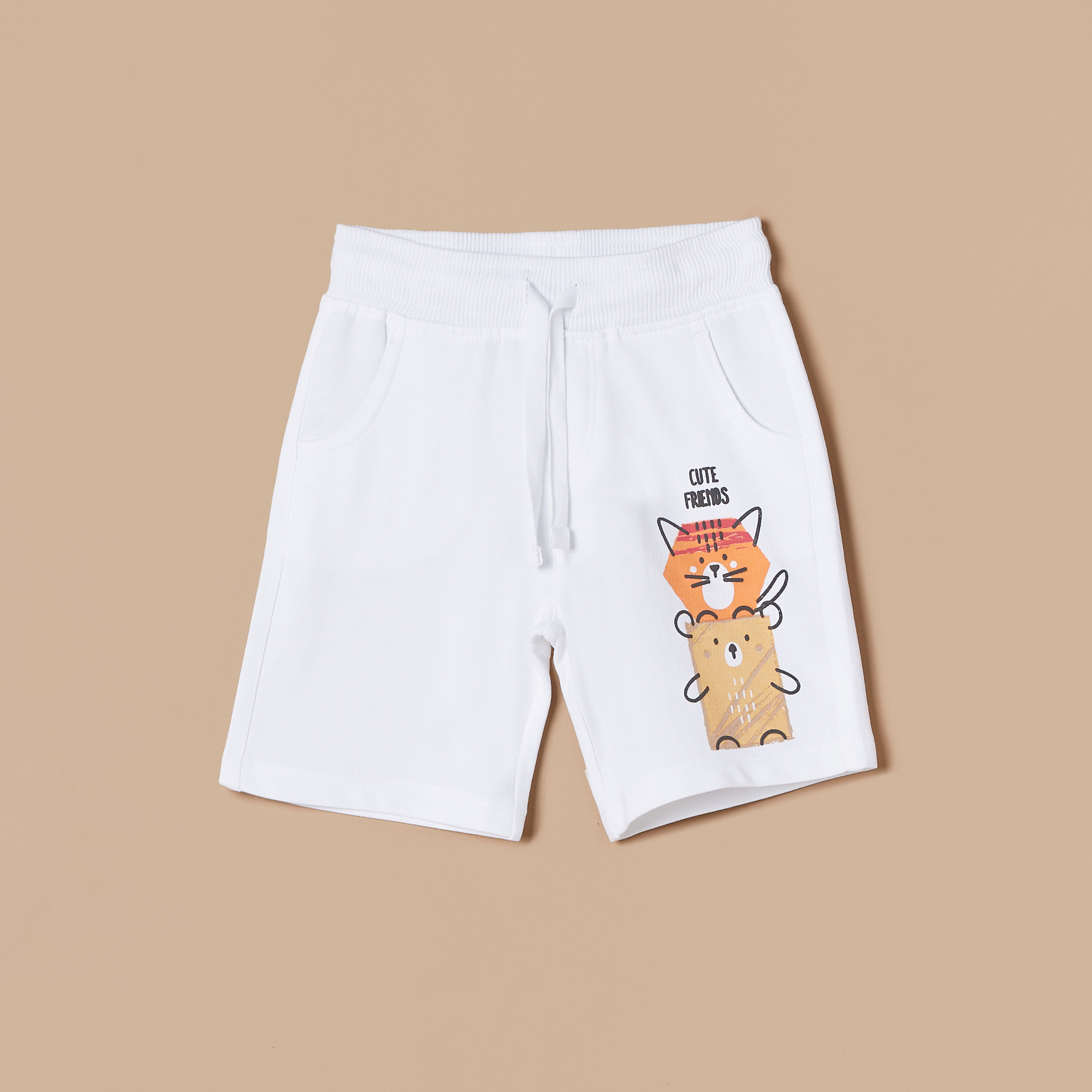 Buy Juniors Printed Shorts with Drawstring Closure and Pockets Online Babyshop UAE