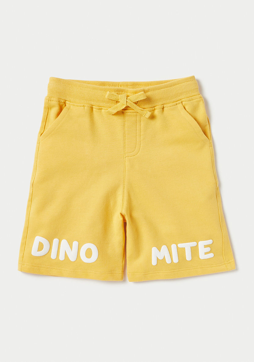 Juniors Dinosaur Print Shorts with Elasticated Drawstring - Set of 2-Shorts-image-1