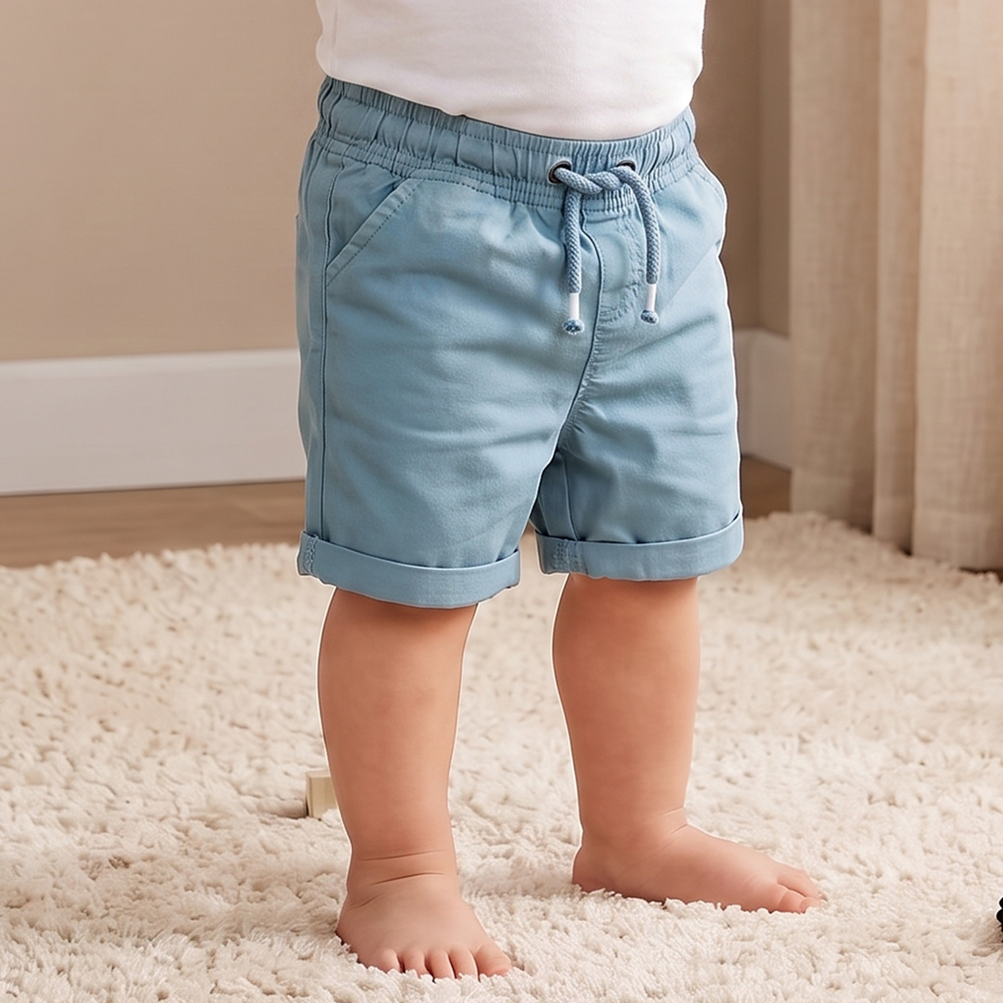 شورت سادة بخصر مطاطي ورباط إغلاق من جونيورز-baby-boys-clothing-bottoms-shorts-image-1