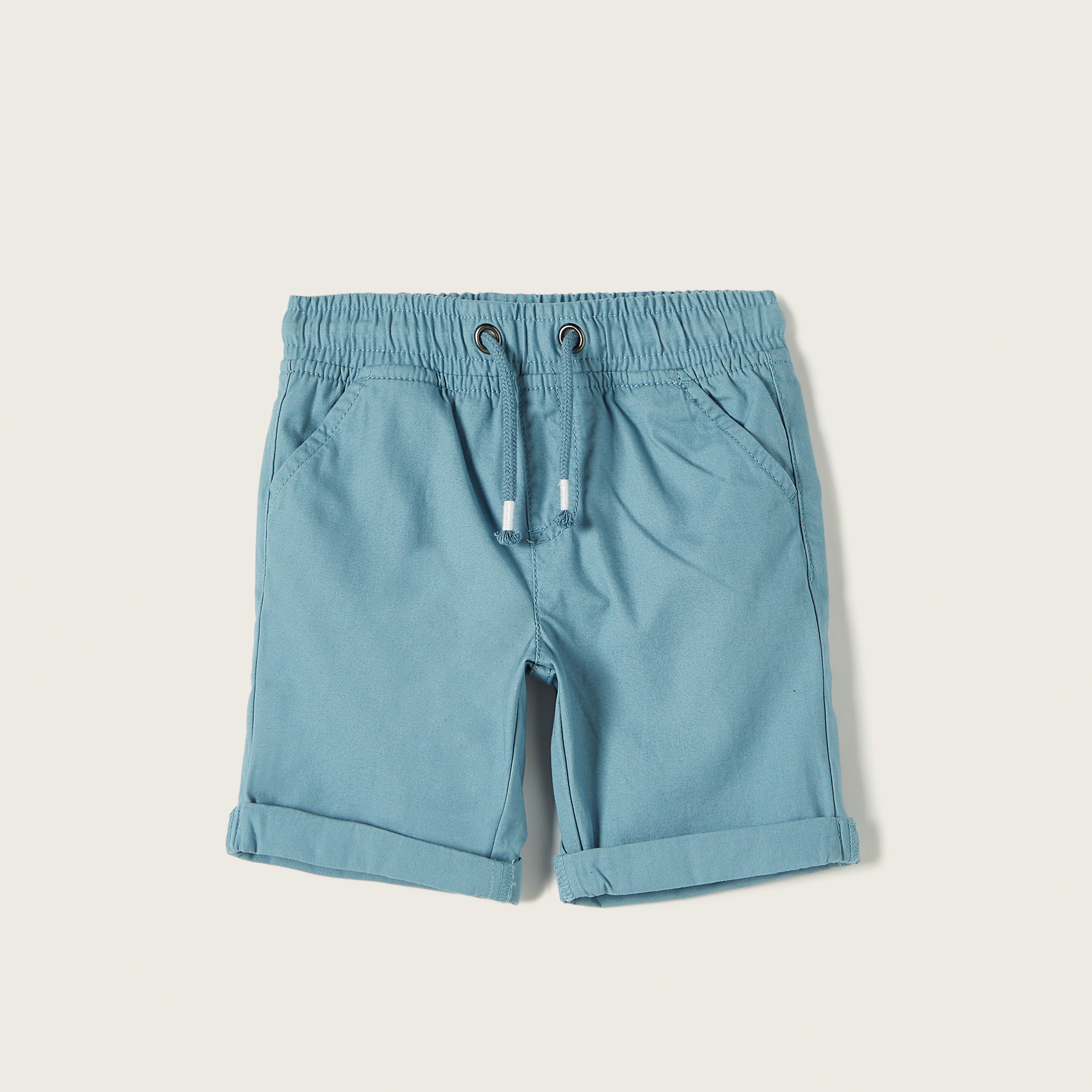 شورت سادة بخصر مطاطي ورباط إغلاق من جونيورز-baby-boys-clothing-bottoms-shorts-image-2