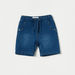 Juniors Solid Denim Shorts with Drawstring Closure and Pockets-Shorts-thumbnail-0