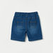 Juniors Solid Denim Shorts with Drawstring Closure and Pockets-Shorts-thumbnailMobile-2