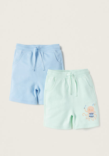 Juniors Printed Shorts with Drawstring Closure - Set of 2-Shorts-image-0