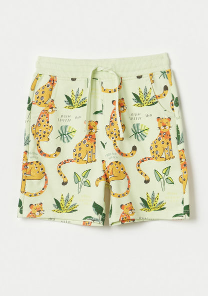 Juniors Leopard Print Shorts with Drawstring Closure-Shorts-image-0