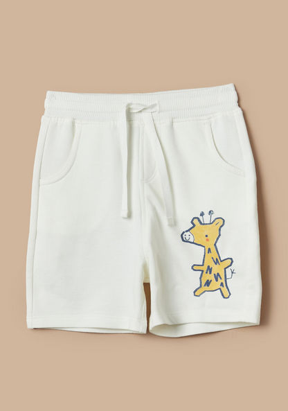 Juniors Giraffe Print Shorts with Drawstring Closure-Shorts-image-0