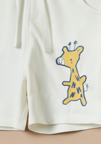 Juniors Giraffe Print Shorts with Drawstring Closure-Shorts-image-2
