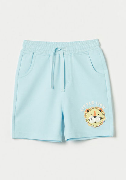 Juniors Lion Print Shorts with Drawstring Closure-Shorts-image-0