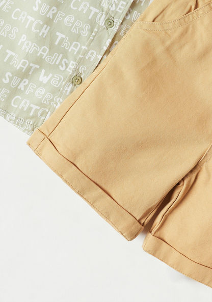 Juniors Typographic Print Shirt and Shorts Set-Clothes Sets-image-2