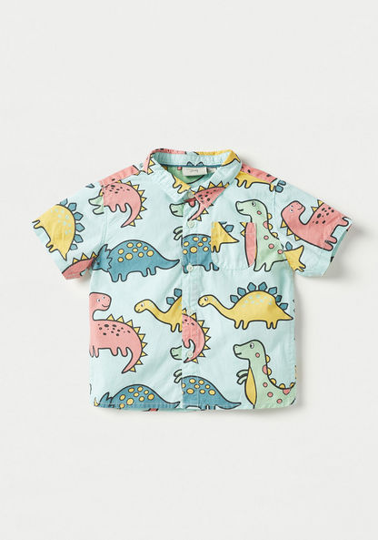 Juniors Dinosaur Print Short Sleeves Shirt and Shorts Set-Clothes Sets-image-1