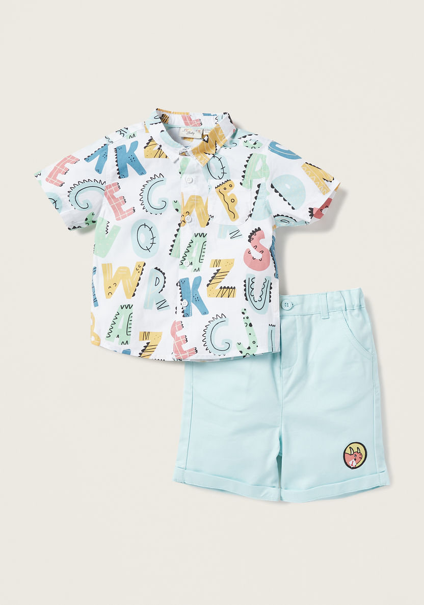 Juniors All-Over Print Shirt and Shorts Set-Clothes Sets-image-0