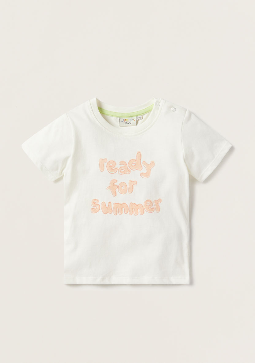 Juniors Embroidered T-shirt and Dungaree Set-Clothes Sets-image-1