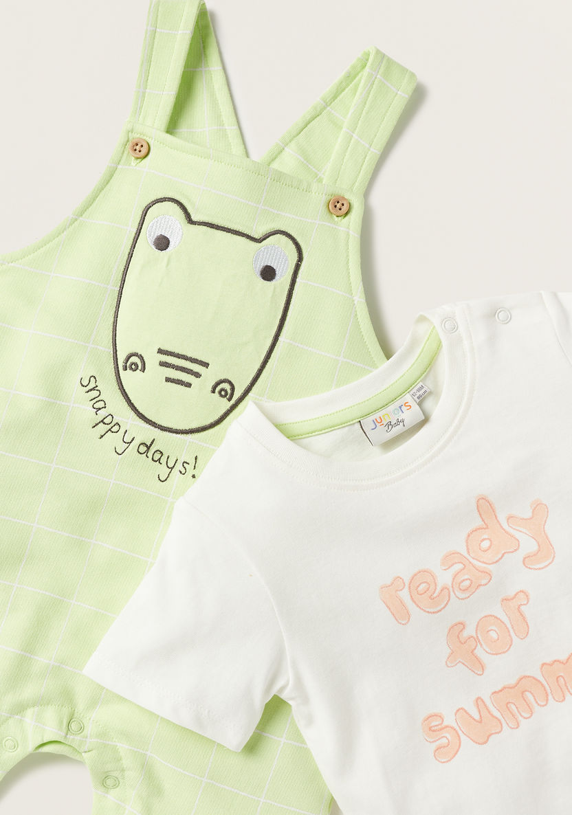 Juniors Embroidered T-shirt and Dungaree Set-Clothes Sets-image-3
