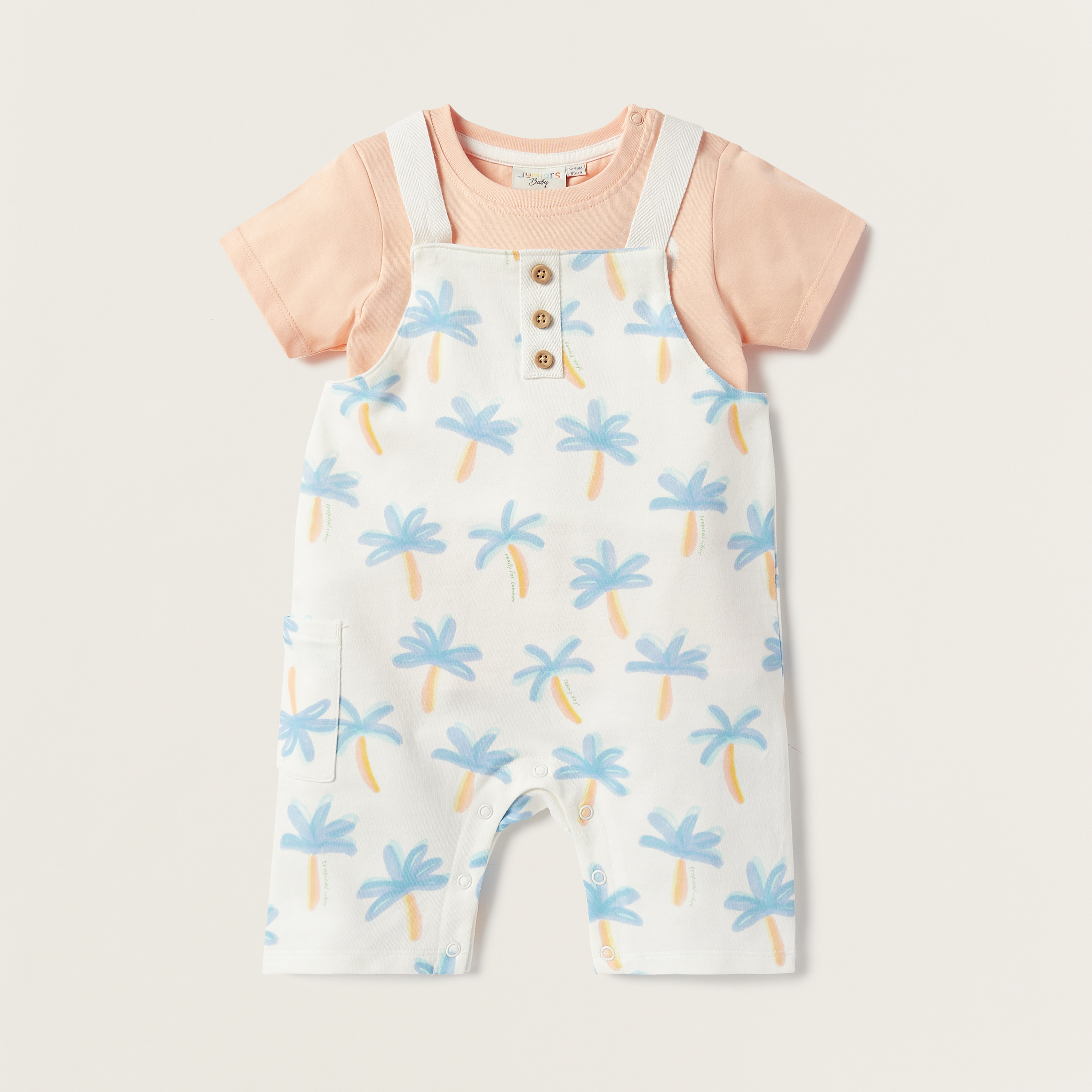 Juniors Printed T-shirt and Dungaree Set-baby-boys-clothing-setsandcoords-image-1