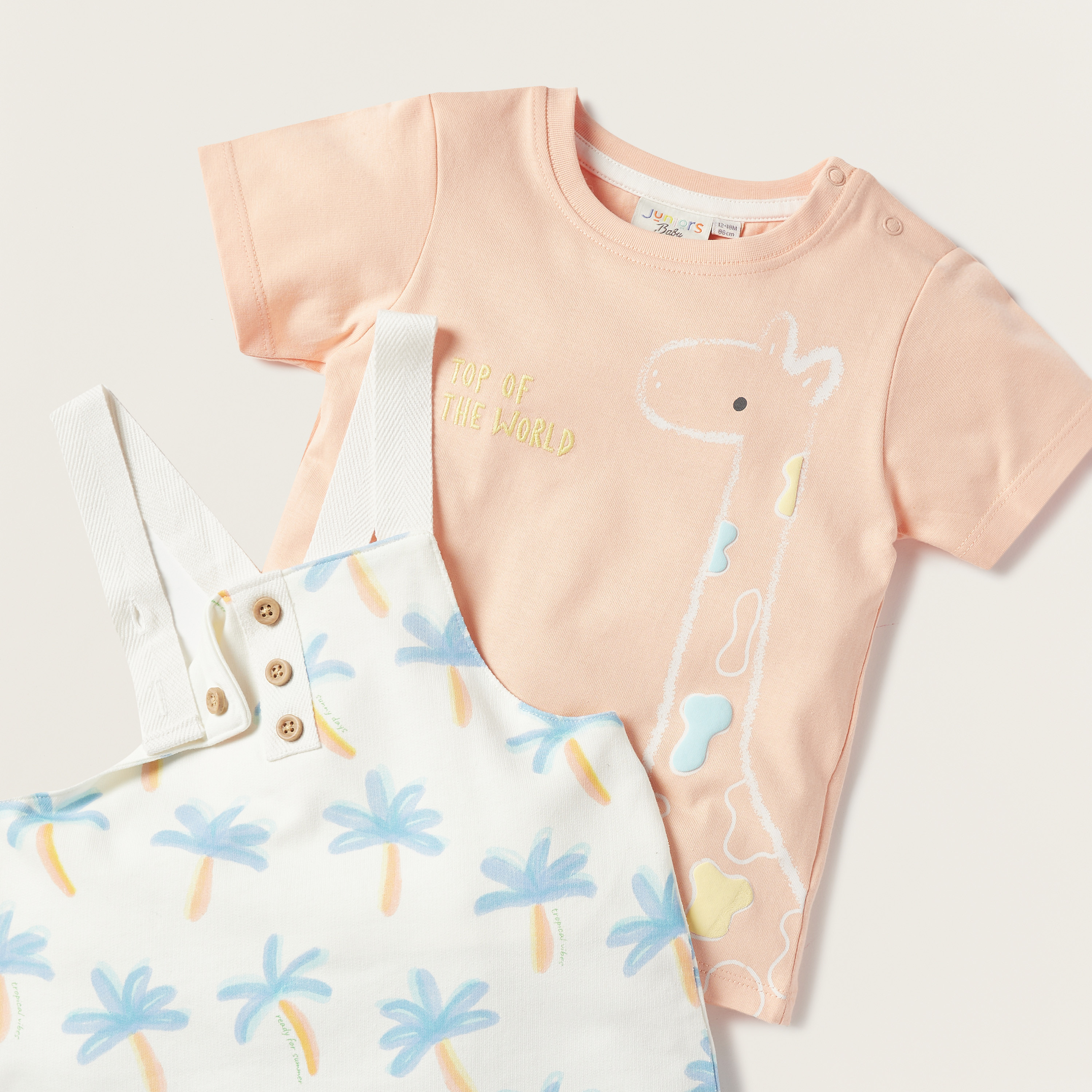 Juniors Printed T-shirt and Dungaree Set-baby-boys-clothing-setsandcoords-image-4