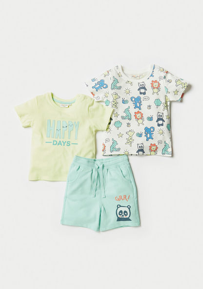 Juniors Printed 3-Piece T-shirt and Shorts Set-Clothes Sets-image-0