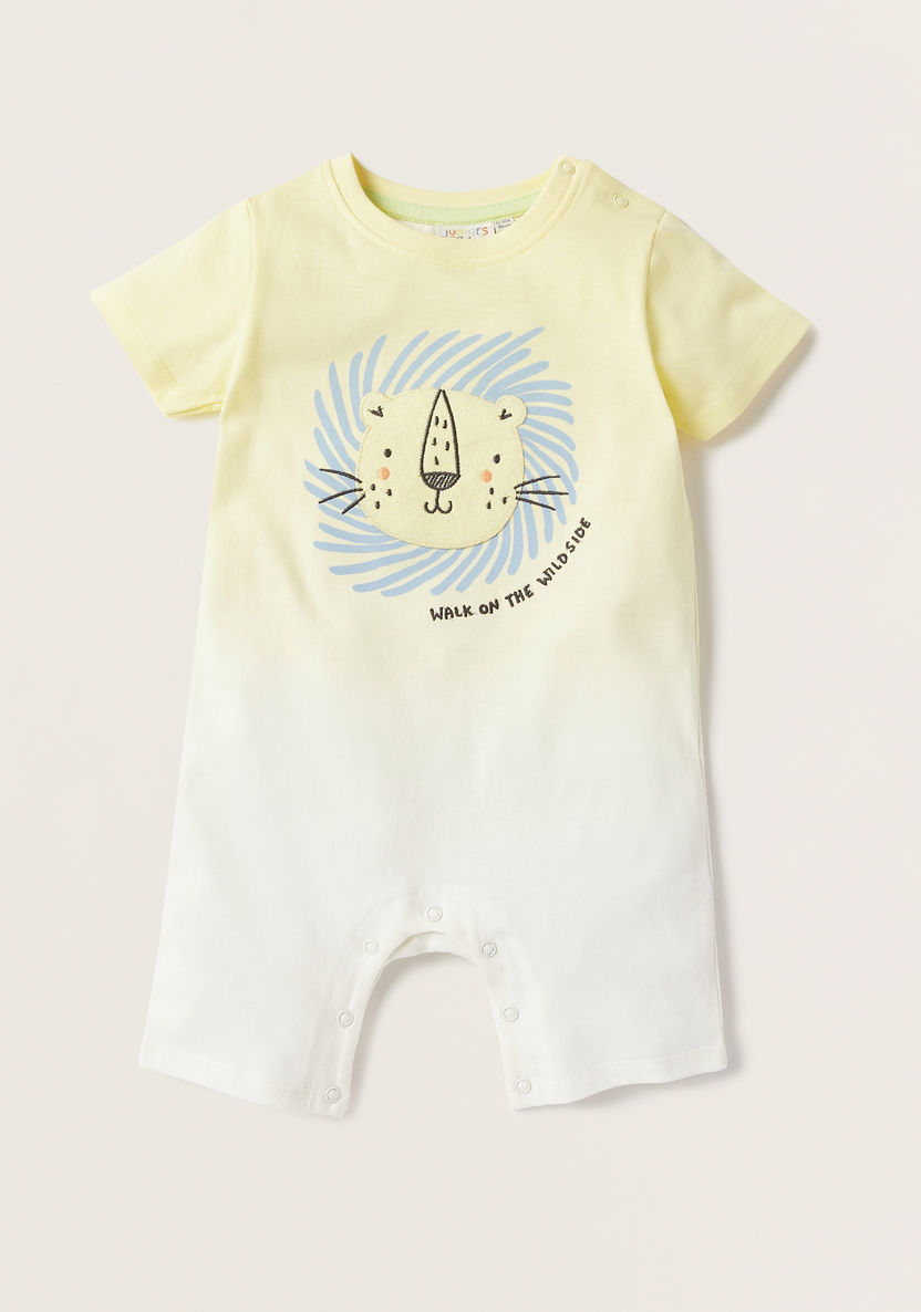 Juniors Embroidered Romper with Short Sleeves - Set of 2-Rompers%2C Dungarees and Jumpsuits-image-2