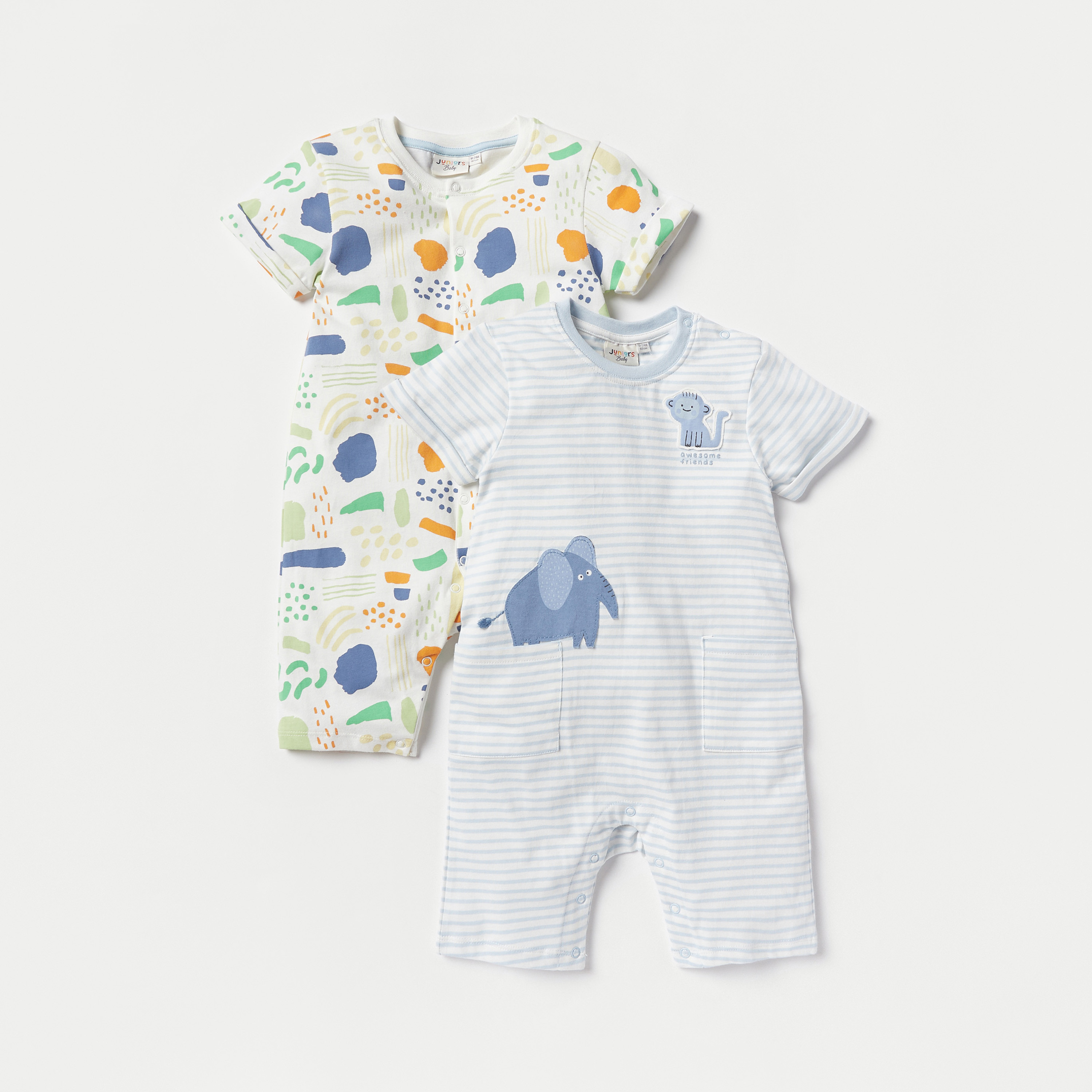 أفرولات بطبعات من جونيورز - طقم من 2 قطع-baby-boys-clothing-rompers-image-1
