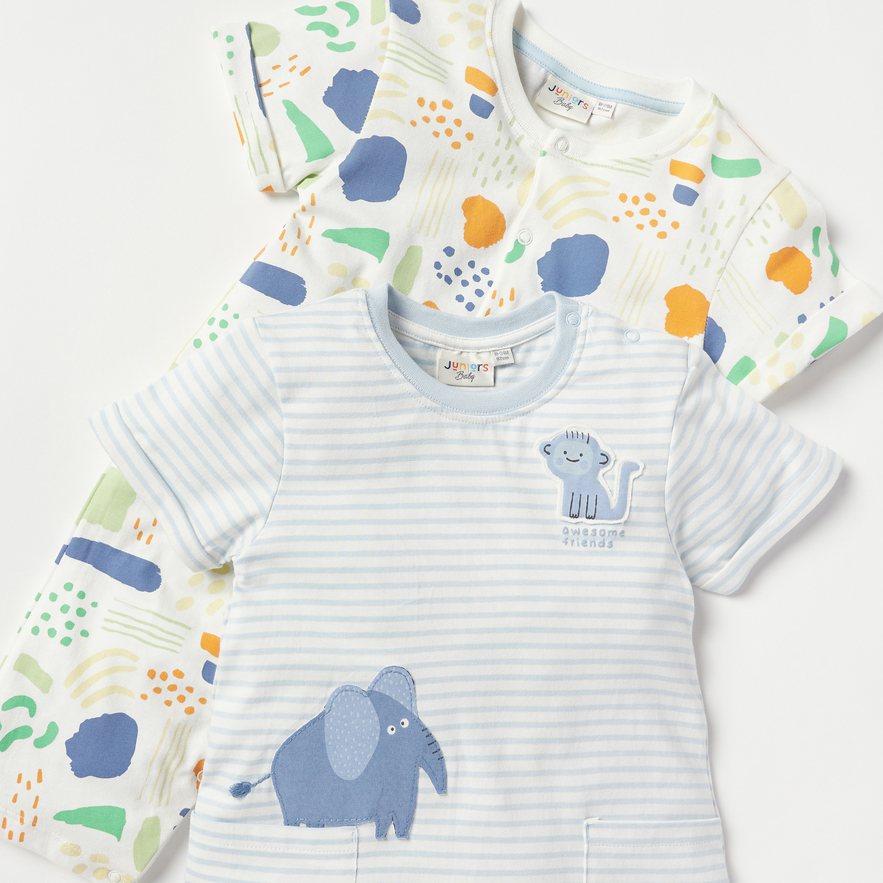 أفرولات بطبعات من جونيورز - طقم من 2 قطع-baby-boys-clothing-rompers-image-4