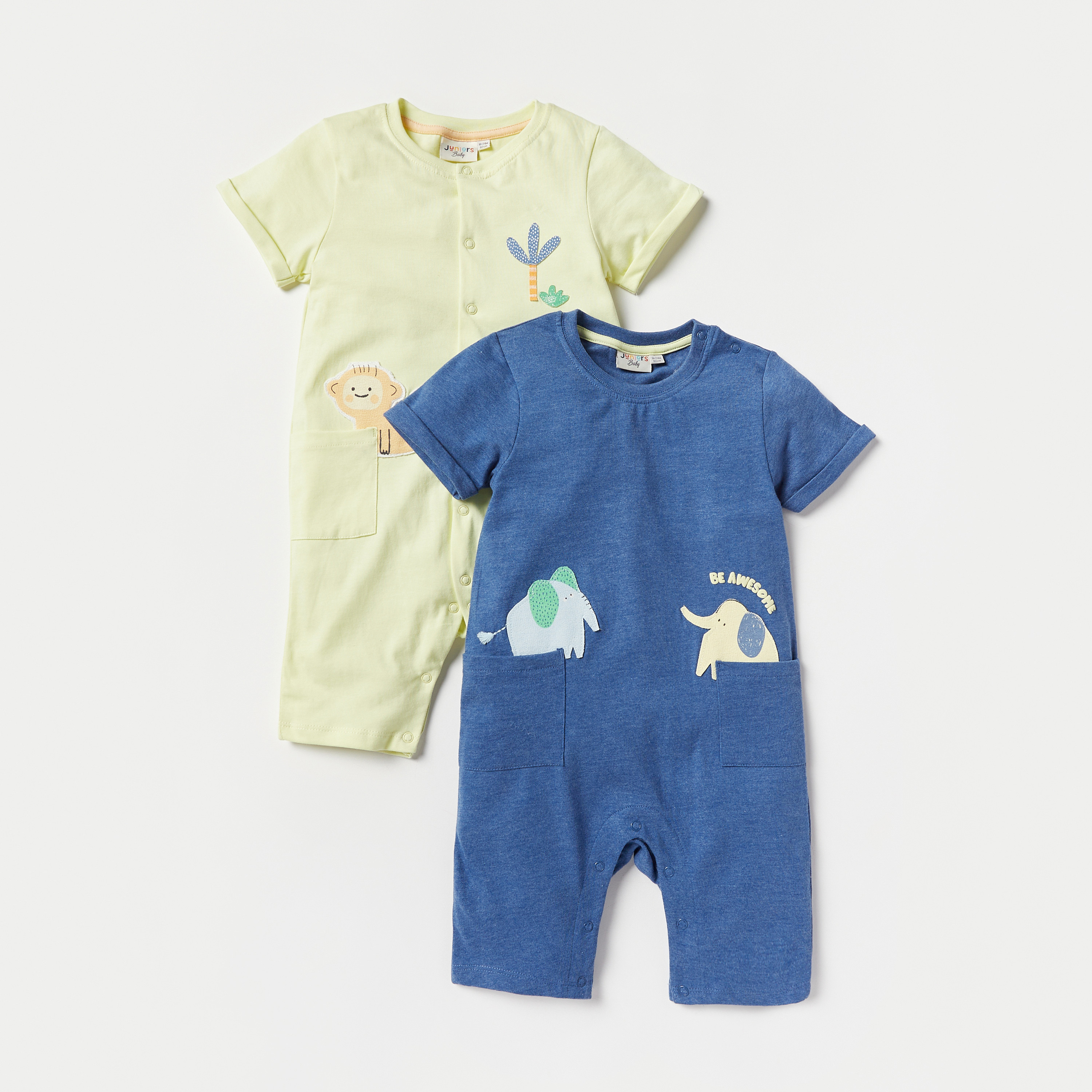 أفرول بتفاصيل زخارف من جونيورز - طقم من قطعتين-baby-boys-clothing-rompers-image-1