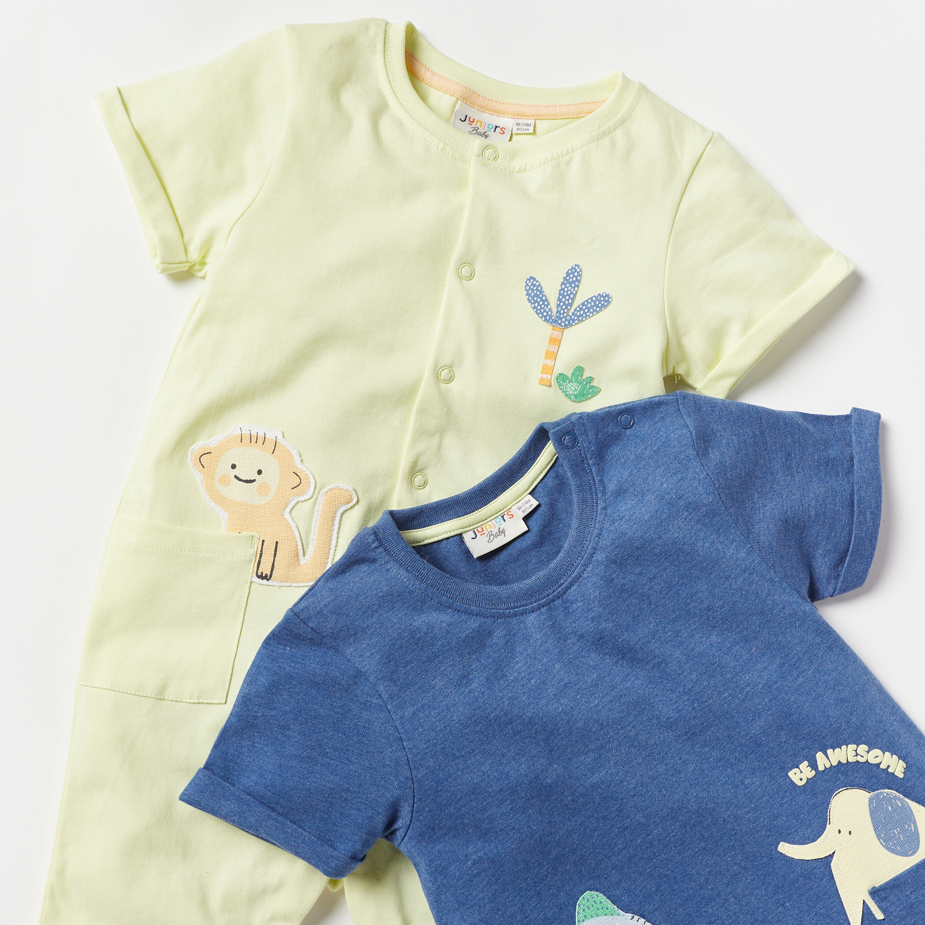 أفرول بتفاصيل زخارف من جونيورز - طقم من قطعتين-baby-boys-clothing-rompers-image-4