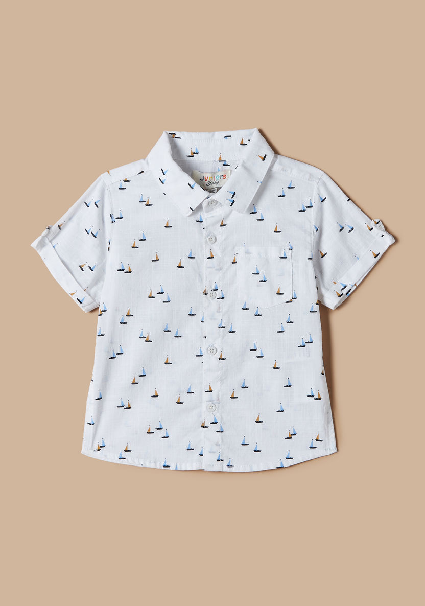 Juniors All-Over Print Shirt with Short Sleeves and Pocket-Shirts-image-0