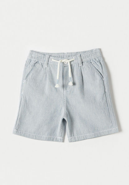 Juniors Striped Shorts with Drawstring Closure and Pockets-Shorts-image-0