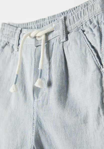 Juniors Striped Shorts with Drawstring Closure and Pockets-Shorts-image-1
