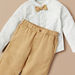 Juniors Striped Shirt with Bow Applique and Elasticated Pants Set-Clothes Sets-thumbnail-4
