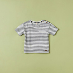 Giggles Striped T-shirt with Crew Neck and Short Sleeves