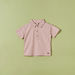 Giggles Textured Polo T-shirt with Short Sleeves and Button Closure-T Shirts-thumbnail-0