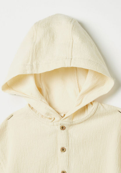Giggles Textured Hoodie with Kangaroo Pockets and Long Sleeves-Shirts-image-1