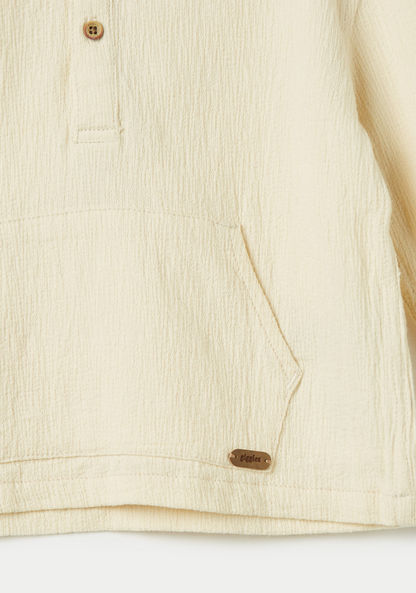 Giggles Textured Hoodie with Kangaroo Pockets and Long Sleeves-Shirts-image-3