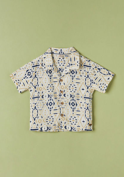 Giggles All-Over Print Shirt with Camp Collar and Short Sleeves-Shirts-image-0