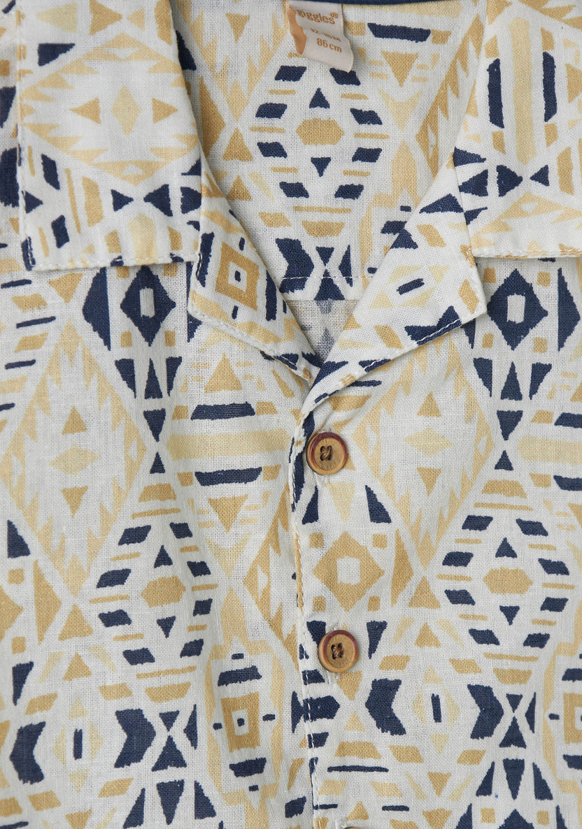 Giggles All-Over Print Shirt with Camp Collar and Short Sleeves-Shirts-image-1