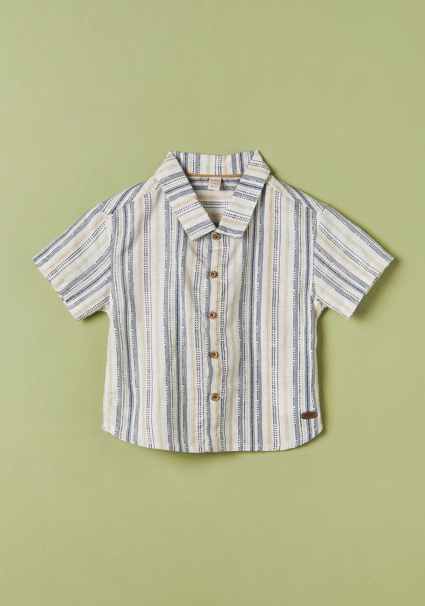 Giggles Striped Shirt with Short Sleeves and Button Closure-Shirts-image-0