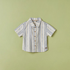 Giggles Striped Shirt with Short Sleeves and Button Closure