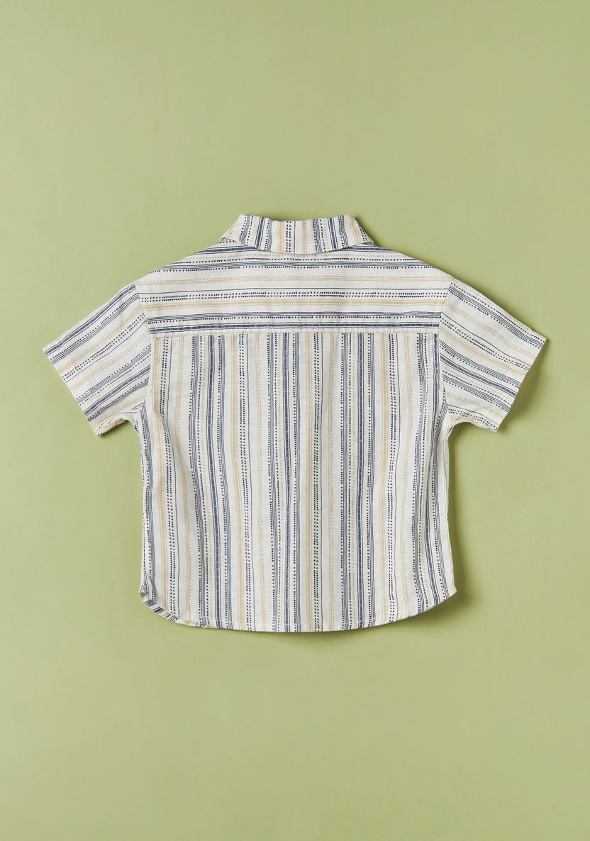 Giggles Striped Shirt with Short Sleeves and Button Closure-Shirts-image-3